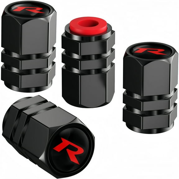 4PCS Tire Valve Stem Caps Compatible with  Honda Civic Accord Type R    Black Metal  Auto Accessories, Tire Valve Cap Set, Corrosion Resistant, Universal Stem Covers for Trucks Motorcycles SUVs Bikes