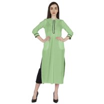 Phagun Casual Wear LongKurtiFor Women's 3/4Sleeves Designer Neck Ethnic Wear Kurta