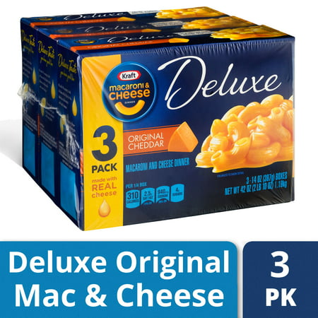 Kraft Macaroni & Cheese Dinner Deluxe Original Cheddar, 3 count, 14 OZ (397g) (Best Way To Store Cheddar Cheese)