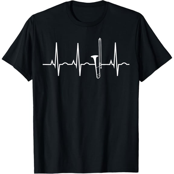 t-shirt Band Tee Trombone Player Shirt - Trombone Heartbeat T-Shirt mens t shirt，black，women，funny，misfits，men，journey