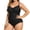 Black, variant on Plus Size One Piece Swimsuit Women V Neck Ruched Tummy Control Bathing Suit Swimwear
