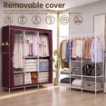 thumbnail image 5 of Clothes Organizer with 3 Hanging Rod Closet Organizer with Shelf Portable Closet with Cover Clothes Rack Standing Closet Clothes Storage Wardrobe Garment Cabinet 50x17x67inch, 5 of 7