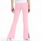 thumbnail image 5 of Pantalones de yoga acampanados de color liso para niñas, con bolsillos y cintura elástica, de poliéster, tallas medianas y grandes., 5 of 9