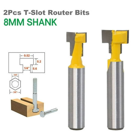 2PCS 8mm Shank T-Slot Router Bits Woodworking Cutter Wood ...