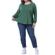 thumbnail image 2 of Blusas de manga larga con cuello redondo plisadas para mujeres de tallas grandes Agnes Orinda 4X verdes, 2 of 6