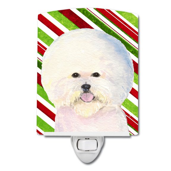 Caroline's Treasures SS4595CNL Bichon Frise Candy Cane Holiday Christmas Ceramic Night Light, 6x4x3", multicolor