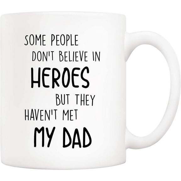Fathers Day Christmas Gifts Funny Dad Coffee Mug from Child Daughter Son Kids, Best Father Ever Cups 11 Oz, Unique Birthday and Holiday Gifts for Dad Father