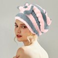 thumbnail image 6 of Fiber Hair Drying Cap, Velvet Bow Tie Head Wrap Towel, Striped Princess Shower Cap for Wet Hair, Super Absorbent & Quick Dry, for Shower, Spa, Makeup & At-home Hair Care Routine,Vsgery, 6 of 6