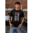 thumbnail image 4 of Breast Cancer Pink Line American Flag Women's Graphic T Shirt Tees Brisco Brands S, 4 of 4