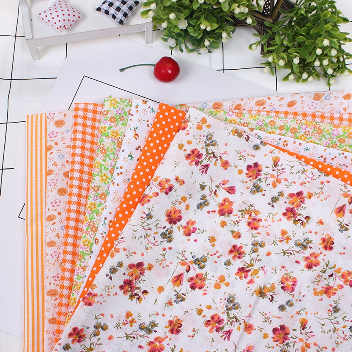 7 Pcs Small Floral Fabric Packages Fabric Remains DIY Colorful Cotton ...