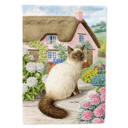 Birman Cat and Cottage Flag Canvas House Size