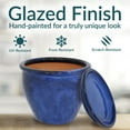 thumbnail image 4 of Sunnydaze Chalet 12" x 12" x 9.5" Round Imperial Blue Ceramic Solid Plant Pot with Saucers (2-Count), 4 of 10