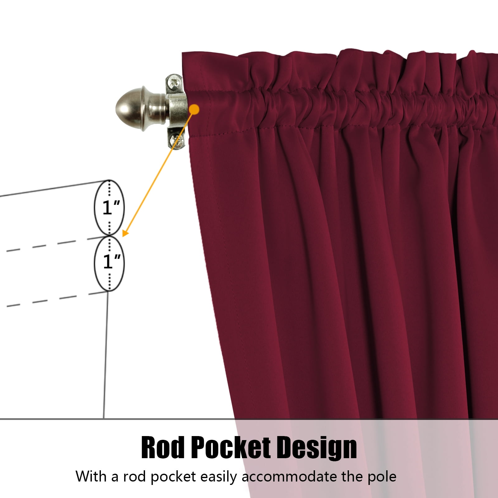 2 Panel French Door Curtains With Rod Pocket Tieback Indoor Sun Blocking Grommet Curtains Thermal Blackout Curtain for Window Kitchen Patio Doors 25 x 72 Inch