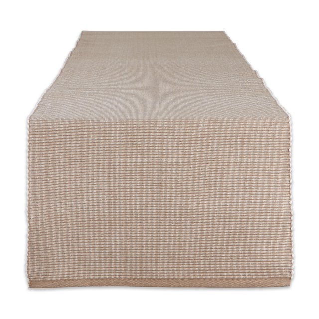 Design Imports CAMZ12424 DII Stone & White 2-Tone Ribbed Table Runner