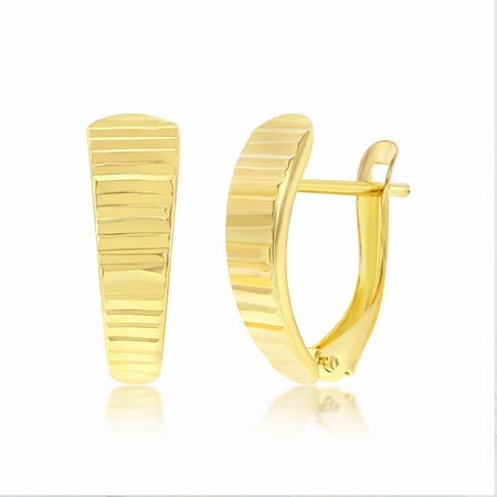 TheJewelryHut Designer 14K Yellow Gold Lined 18mm Hoop Earrings