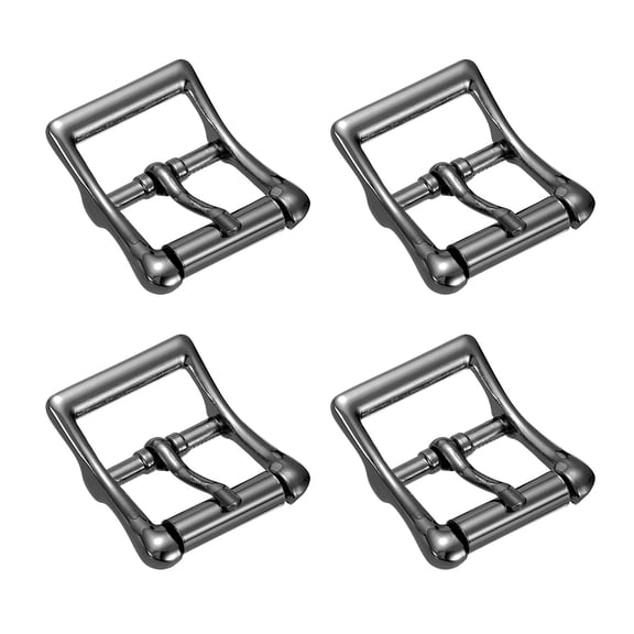Uxcell 1 IN(25mm) Metal Roller Buckle [4Pcs] - Webbing Belts Center Bar Single Prong Buckle - [Black] Curved Loops Clasp