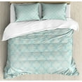 thumbnail image 1 of Turquoise Duvet Cover Set Queen Size, Vintage Medieval Symbols Grunge Floral Illustration Abstract Classic Pattern, Decorative 3 Piece Bedding Set with 2 Pillow Shams, Bluegrey Cream, by Ambesonne, 1 of 3