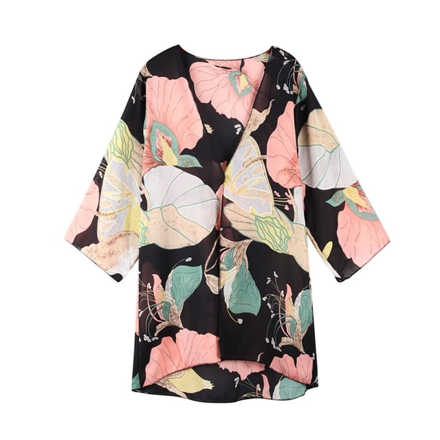 Nouveaux Hauts d'Été pour Femmes 2023 Manches Longues Mode Col Rond Manches 3/4 Imprimé Blouses Décontractées pour Sorties Chemises Grande Taille pour Femmes