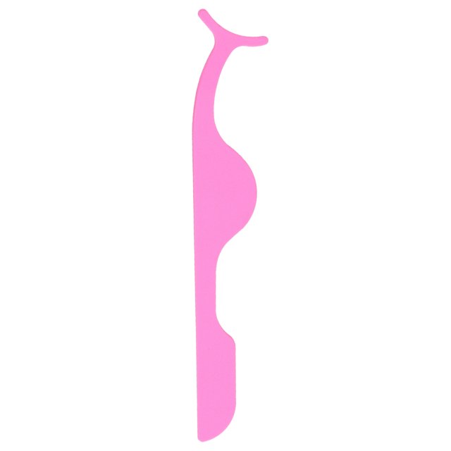 Aplicador de pestañas postizas portátil, pinzas para pestañas postizas de acero inoxidable, herramienta de maquillaje con Clip, rosa fluorescente