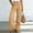 A_ Khaki, variant on Women’s Ruffle Hem Linen Pants, Natural Frilly Edge Design, Flowy Wide Leg Silhouette, Side Pockets, Boho Chic Summer Beach Casual Wear Hot Pink XL