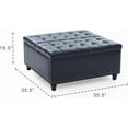 thumbnail image 2 of Kingfun 35.5" Large Square Ottoman Bench, Tufted Upholstered Coffee Table Ottoman with Storage, Oversized Ottomans Toy Box for Living Room Bedroom, Black, 2 of 13