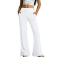 thumbnail image 4 of No Front Seam High Waisted Flare Leggings for Women Bootcut Yoga Pants Soft White M, 4 of 6