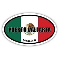 Puerto Vallarta Mexico Flag Oval Decal Vinyl Bumper Sticker 3x5 inches