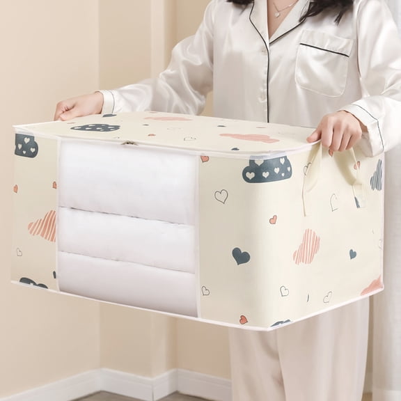 Bag Organizer,Comforter Storage,Comforter Storage Bag,Mothproof King Size Comforter Storage Bag Organizer for Bedding,Quilts,Duvets,Pillows,and Blankets(Beige L 24*16*12in)