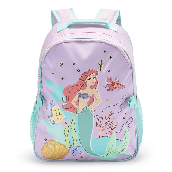 Disney Store Official The Little Mermaid Backpack - Kids Backpack with Embroidered Accents, Adjustable Straps, Zip Compartments & Mesh Pockets, Screen Art Featuring Ariel - Water Resistant