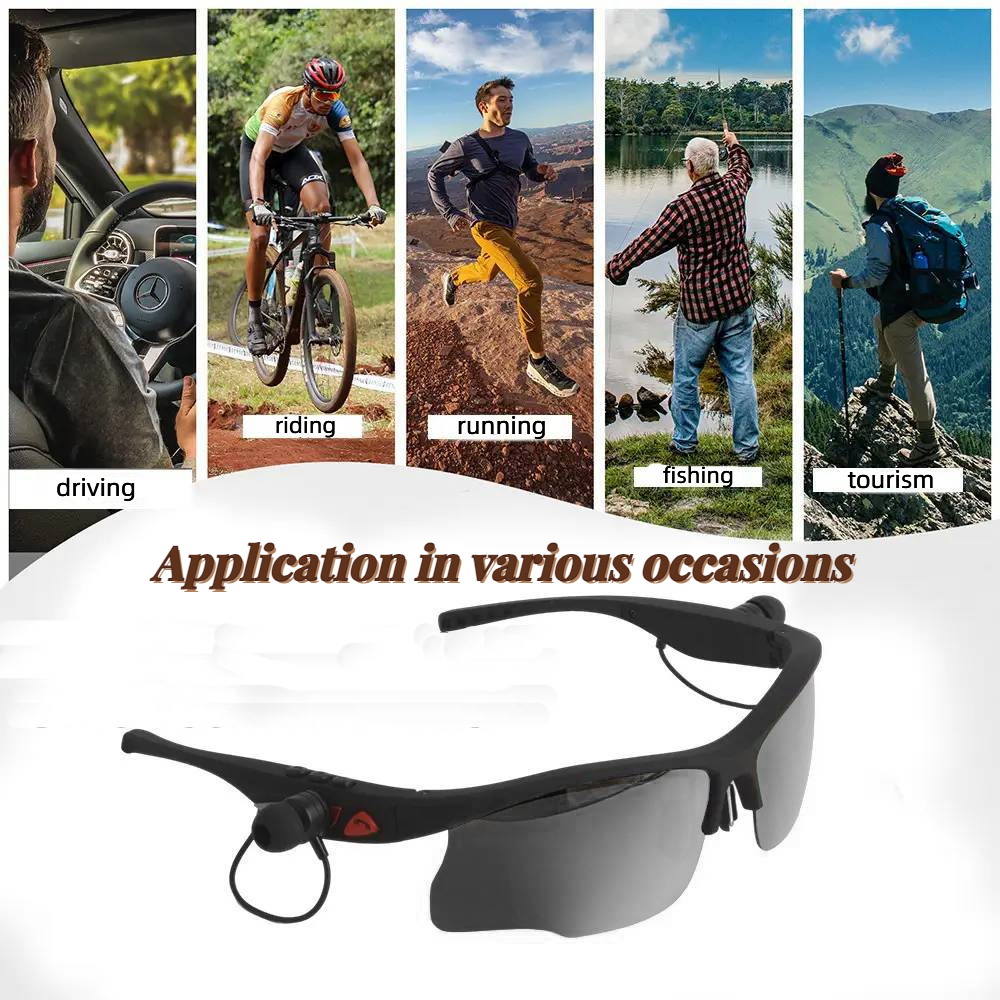 Teblint Sports Sunglasses, Wireless Bluetooth Headset with Sports Polarized Sunglasses, Smart Glasses Headphone Built-in Mic for Outdoor Cycling Running Driving Fishing (Black)
