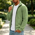 thumbnail image 3 of Horkkom Mens Zip Up Sweatshirt Solid Color Mock Neck Loose Sweatshirt Fashion Casual Fall Jackets with Pockets L, 3 of 8