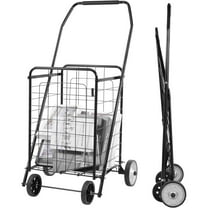 Foldable Shopping Cart with Wheels, Heavy Duty Collapsible Utility Cart for Groceries, Laundry & Travel