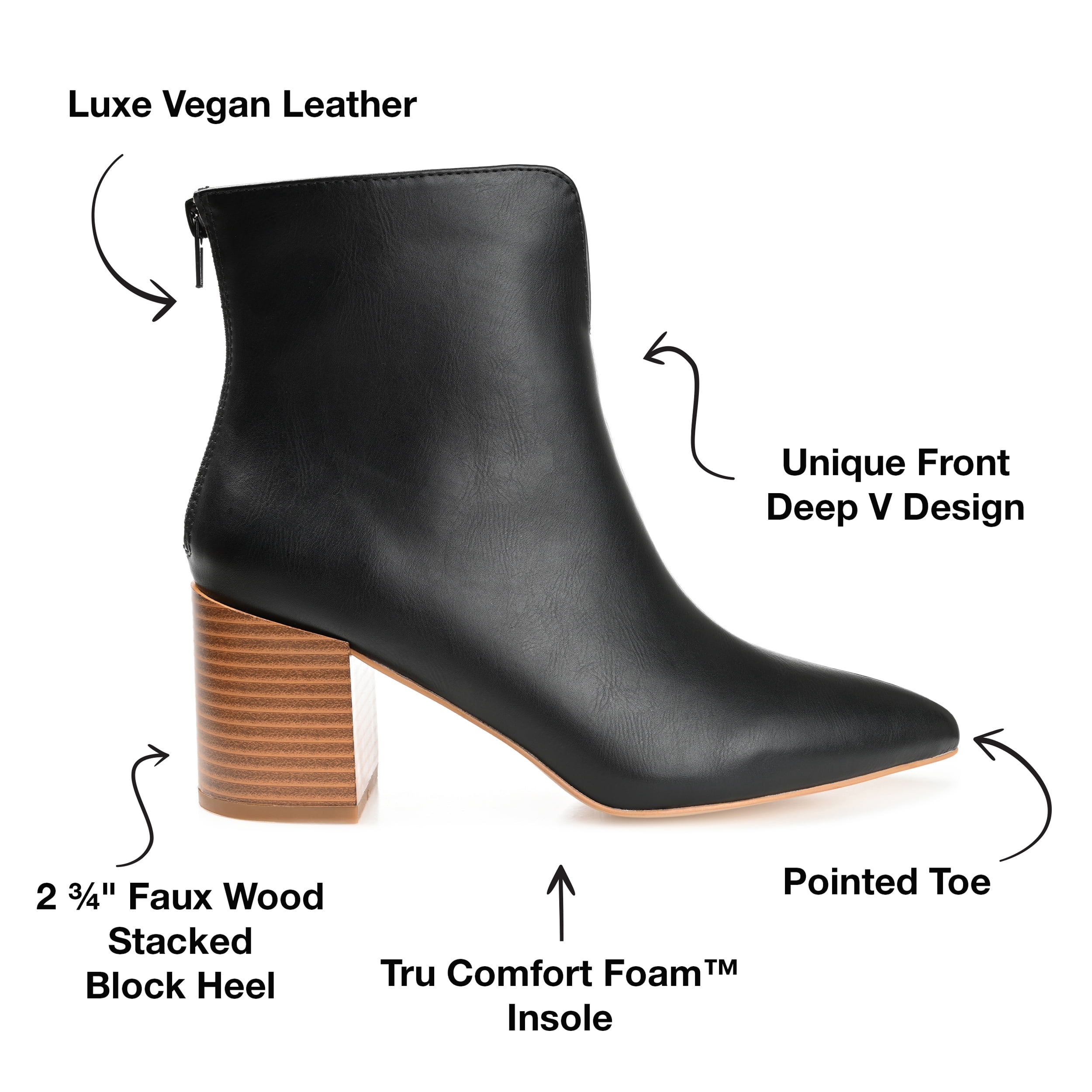 Journee Collection Womens Kayden Tru Comfort Foam Back Heel Zip Stacked Heel Booties