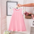 thumbnail image 3 of FRSASU Girl's Sleeveless Summer Tank Dress Crew Neck Casual Solid Color Beach Vacation Sundress Pink-A, 3 of 8