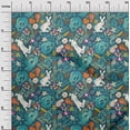 thumbnail image 2 of oneOone Cotton Jersey Teal Blue Fabric Leaves & Flowers Floral Diy Clothing Quilting Fabric Print Fabric By Yard 58 Inch Wide, 2 of 4