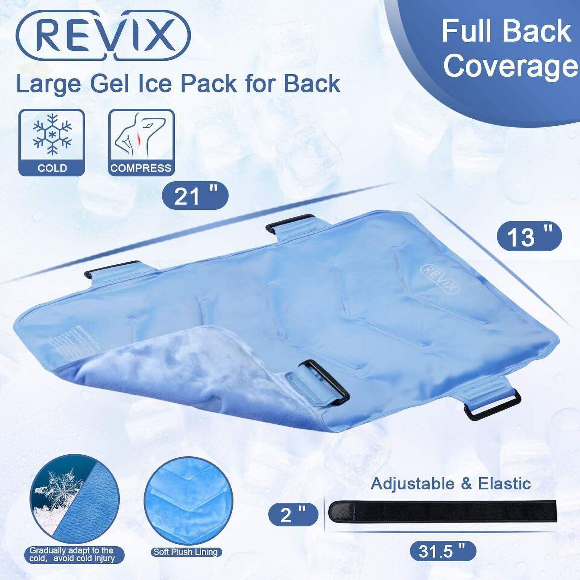REVIX Full Back Ice Pack Reusable Gel Cold Pack for Joint Muscle Pain with Strap, XXL REX119