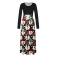 thumbnail image 1 of RKSTN Robes pour Femmes Imprimé Fermeture Éclair Manches Longues Col Rond Robe Longue Jupe Ample, 1 of 4