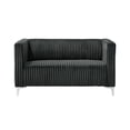 thumbnail image 3 of Home Design Gavin 2-Piece Velvet Living Room Set with Loveseat and Sofa, Square Arm Design, Channel Tufted Upholstery, Gray, 3 of 6