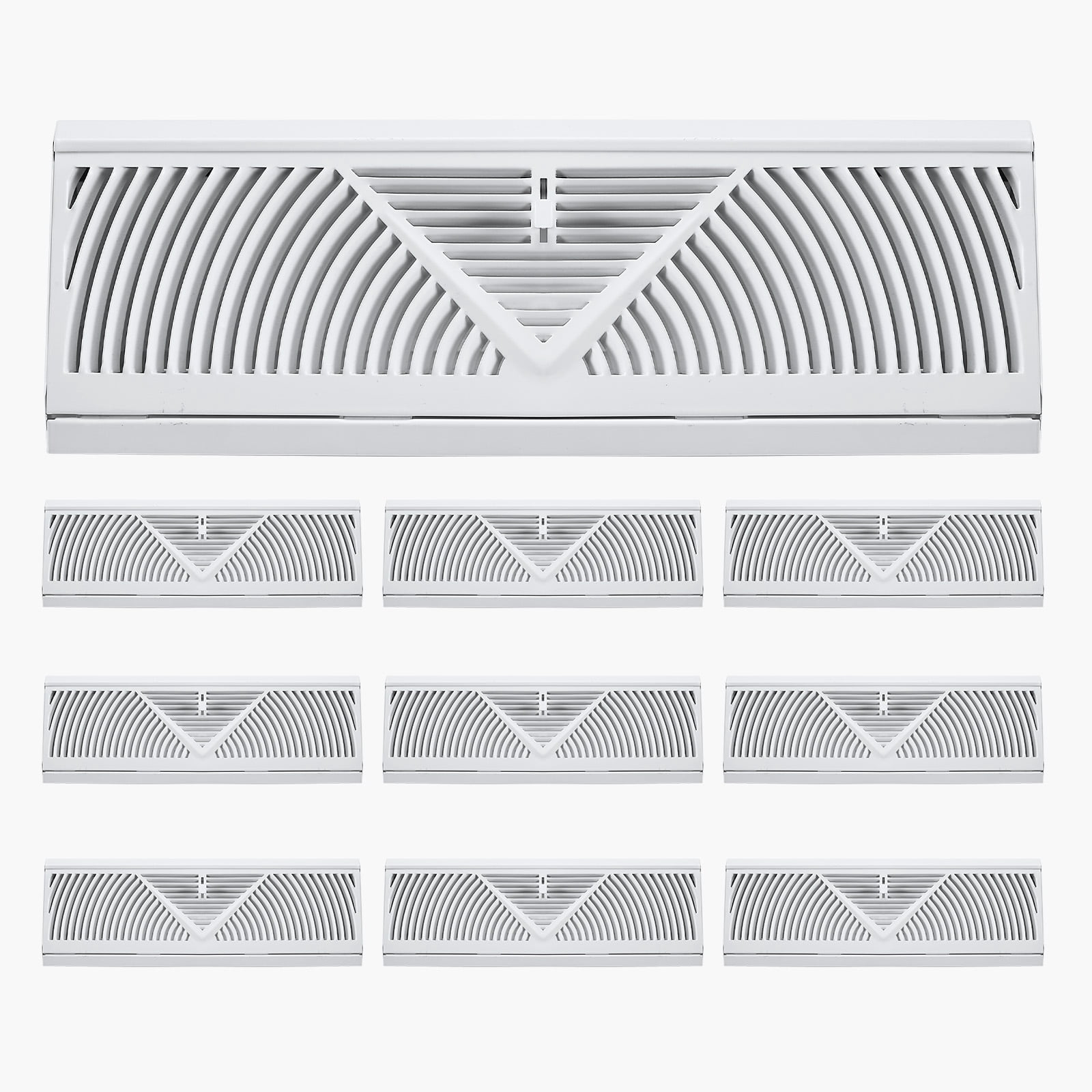 VEVOR 15-Inch Floor Registers,10-Pack Baseboard Registers, HVAC Heavy-Duty Walkable Iron Floor Vents, Rustproof Anti-Peeling Air Vents Deflector Adjustable with Metal Damper for Home & Office,White