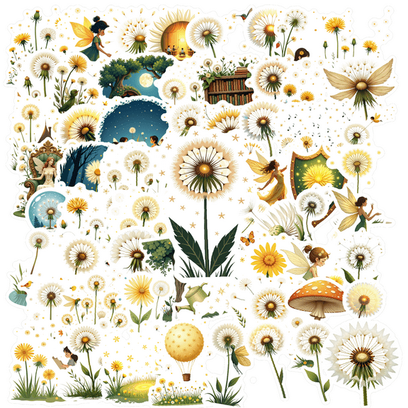 Dreamy Dandelion Stickers, Waterproof Fairy Sticker for Water Bottle Laptop Phone Cases Planner Skateboard Luggage Helmet Party Favor Decor, Ideal for Adults Teens Teacher Rewards