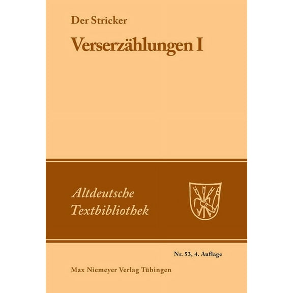 Altdeutsche Textbibliothek Verserzählungen I, Book 53, (Paperback)