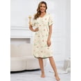 thumbnail image 6 of PinkBeautiM Nightgowns for Women Print V Neck Pajamas Dress Short Sleeve Soft Sleepwear, 6 of 7