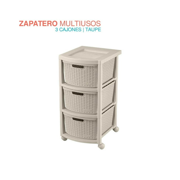 Torre 3 Niveles Cajonera Multiusos Organizador Plastico beige 6.49 pulg Pido Todo CJN1-3GVT