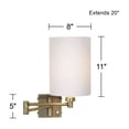 thumbnail image 4 of Barnes and Ivy Modern Swing Arm Wall Lamp Dark Antique Brass Plug-In Light Fixture White Cotton Cylinder Shade for Bedroom Bedside, 4 of 4