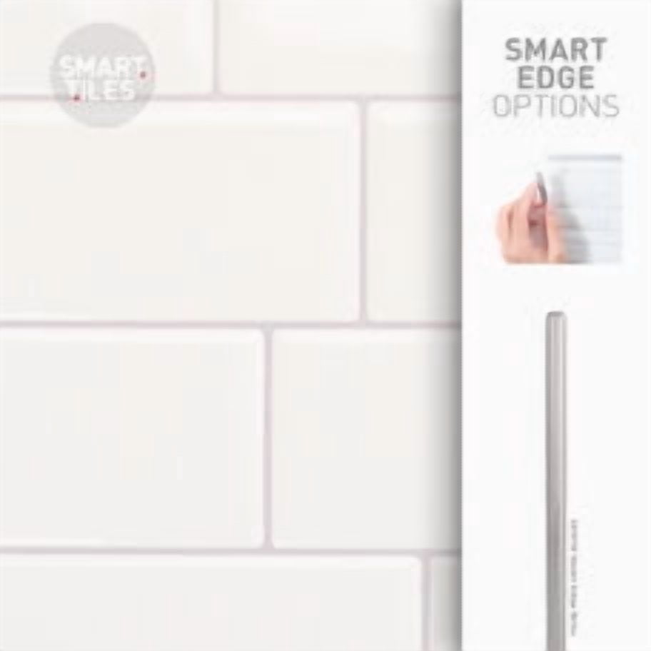 Smart Tiles Peel and Stick Backsplash, 5 Adhesive Tiles, Metro White, 11.55"x8.38"