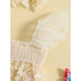 thumbnail image 6 of Bagilaanoe Newborn Baby Girl Rompers Dress Butterfly Print Fly Sleeve Bodysuit + Headband 3M 6M 12M 18M 24M Infant Mesh Patchwork One Piece Jumpsuit, 6 of 9