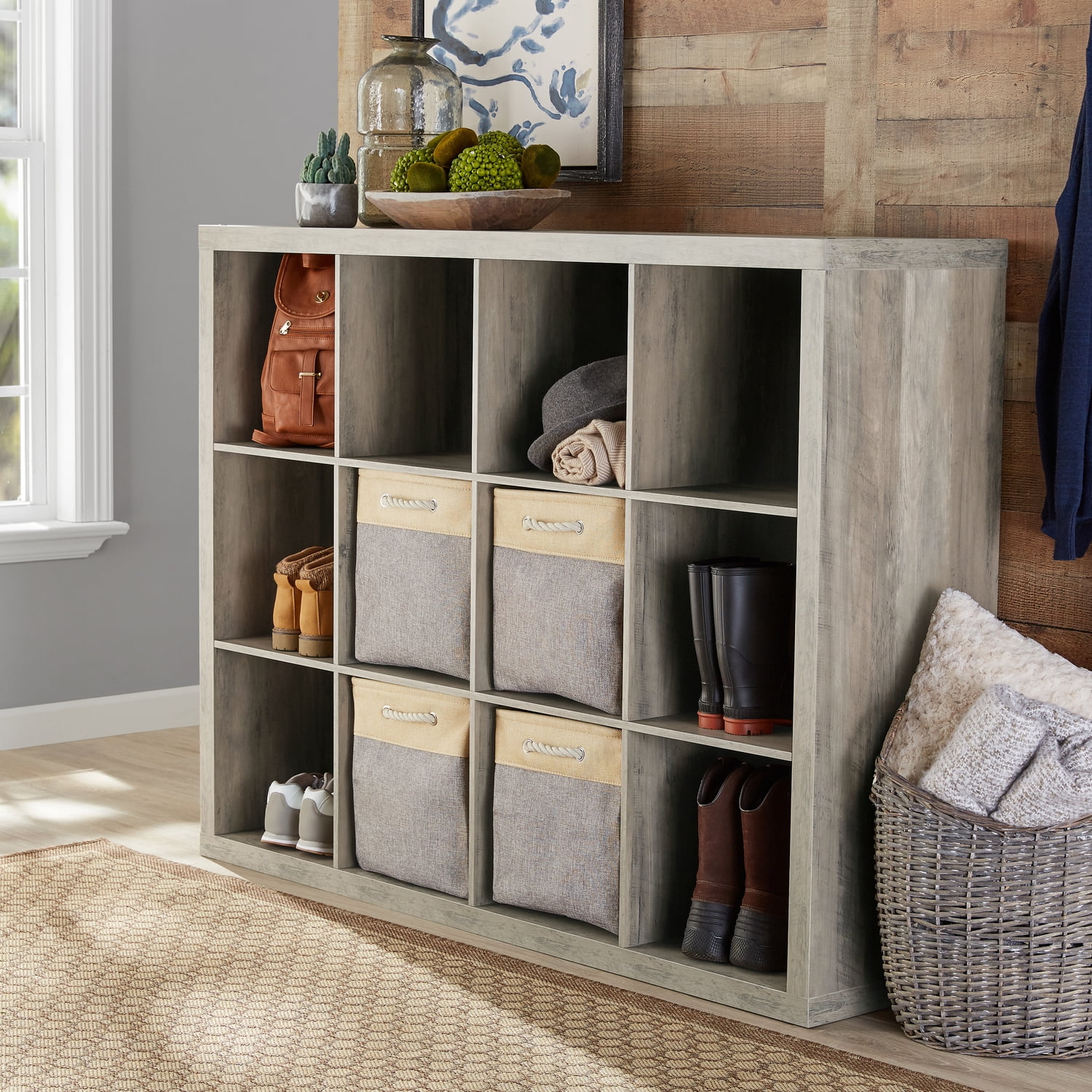 Better Homes & Gardens 12 Cube Storage Organizer, Rustic Gray
