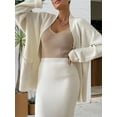 thumbnail image 5 of Women'S 2 Piece Knitted Fall Outfits Long Open Front Cardigan Casual Sweater and Elegant Skirt Set Milky White One size, 5 of 6
