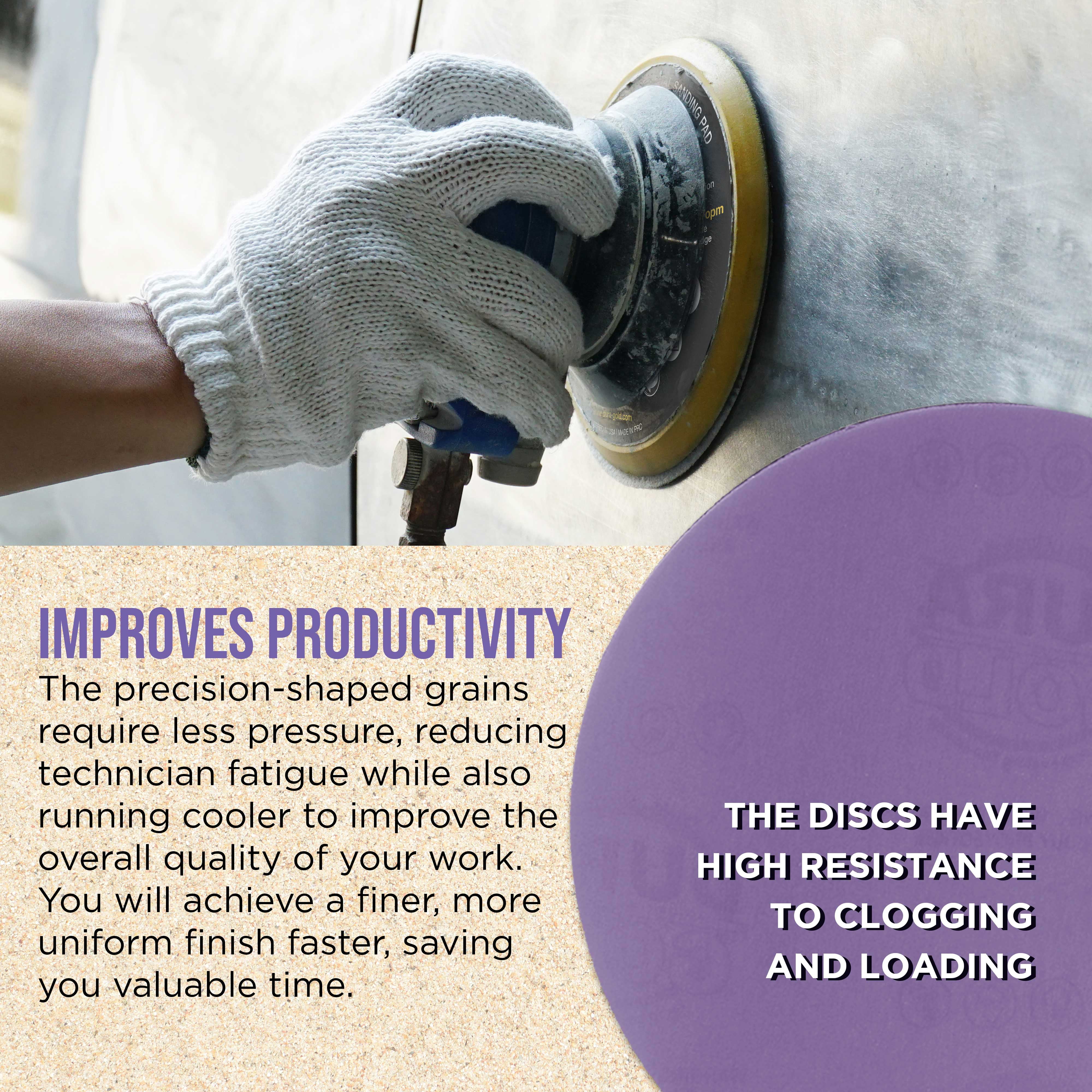 Dura-Gold Premium 1500 Grit 6" PSA Purple Film Ceramic Sanding Discs, Box of 50 - Self Adhesive Stickyback Sandpaper for DA & Random Orbital Sanders - Abrasive Sand Auto Paint, Metal,working