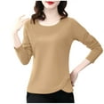 thumbnail image 2 of Tawop Women Shirts Womens T Shirts Round Neck Long Sleeve Solid Lace Cotton Yellow Xxl(Us:12), 2 of 3